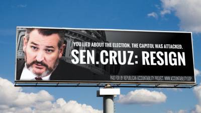 Ted Cruz - Republican group puts up billboards calling on Ted Cruz to resign - fox29.com - state Texas