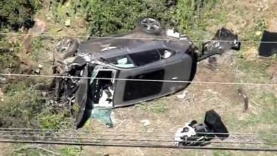 Aerial video shows wreckage from Tiger Woods car crash - globalnews.ca - county Los Angeles