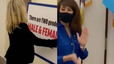 Marjorie Taylor - Marjorie Taylor Greene puts up anti-transgender sign outside office in feud with Illinois congresswoman - fox29.com - state Illinois - Georgia