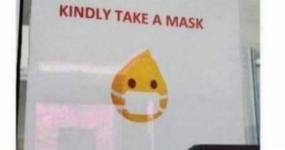 Brits in hysterics after spotting X-rated emoji on coronavirus mask notice - dailystar.co.uk