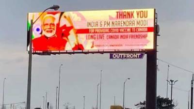 Billboards thanking PM Modi for providing Covid vaccines come up in Canada's Toronto - livemint.com - India - Canada