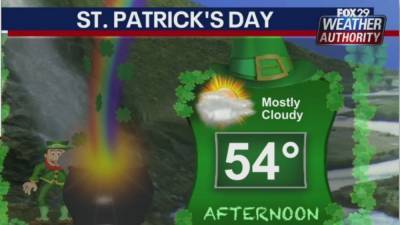 Kathy Orr - Weather Authority: Raw Tuesday night gives way to lucky, mild St. Patrick’s Day - fox29.com - Ireland - state Delaware