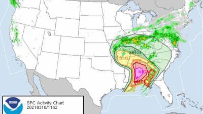 Severe storm threat moves into Southeast US, bringing possible tornadoes, damaging winds - fox29.com - Usa - state Ohio - state North Carolina - state Virginia - Georgia - state Alabama