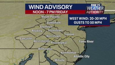 Weather Authority: Warm temps for Friday with gusty winds - fox29.com - region Friday