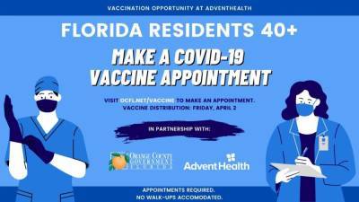Jerry Demings - AdventHealth hosting pop-up COVID-19 vaccination event near Orlando airport - clickorlando.com - state Florida - county Orange
