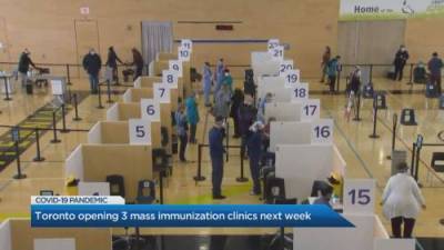 Marianne Dimain - Toronto opening 3 COVID-19 mass immunization clinics 2 weeks early - globalnews.ca