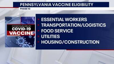 Pennsylvania to expand vaccine eligibility to Phase 1C on Monday - fox29.com - state Pennsylvania