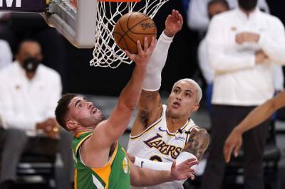 Donovan Mitchell - Rudy Gobert - Mike Conley - Dennis Schroder - Lakers hold off NBA-leading Jazz 127-115 in OT - clickorlando.com - Los Angeles - city Los Angeles - state Indiana - state Utah