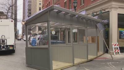 Outdoor dining pod struck by delivery truck in Center City - fox29.com - city Center - city Sansom