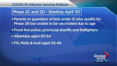 Julia Wong - Alberta expanding COVID-19 vaccine eligibility to rest of Phase 2C and 2D - globalnews.ca