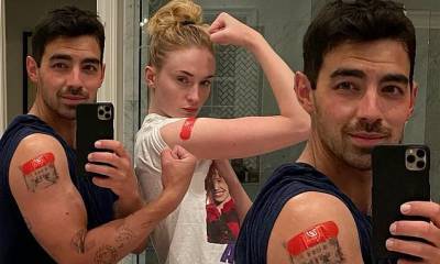 Joe Jonas - Joe Jonas and Sophie Turner flex their arms after getting vaccinated against COVID-19 - dailymail.co.uk