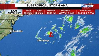 Subtropical storm Ana becomes first named storm of 2021 hurricane season - clickorlando.com - state Florida - county Atlantic - Bermuda