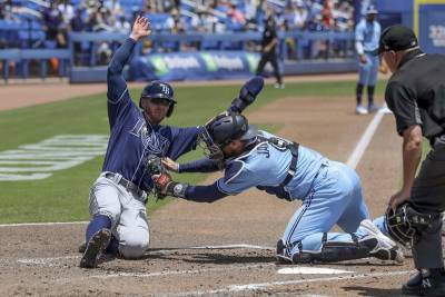 Mike Brosseau - Randy Arozarena - Manuel Margot - Rays rally with 5 walks in 9th, top Jays for 10th win in row - clickorlando.com - county Bay - city Tampa, county Bay
