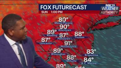 Weather Authority: Highs in the 90s Sunday with isolated storms possible - fox29.com - state Delaware