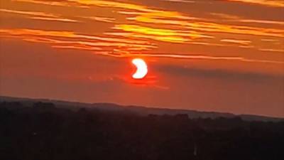 Partial solar eclipse: 'PacMan' sun greets early risers in Maryland - fox29.com - Canada - state Maryland - state Alaska