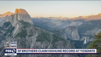 2 San Francisco brothers set record crossing large gap on a highline in Yosemite - fox29.com - state California - San Francisco - city San Francisco