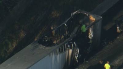 Tractor trailer fire shuts down Route 76 eastbound - fox29.com