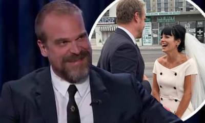 Lily Allen - David Harbour - Jimmy Kimmel-Live - David Harbour reveals Lily Allen's daughters convinced him to marry singer during pandemic - dailymail.co.uk - Britain