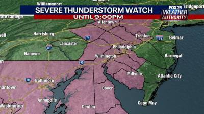 Severe thunderstorm watches issued for parts of region as heavy rain, storms approach - fox29.com - state Pennsylvania - state New Jersey - state Delaware - state Virginia