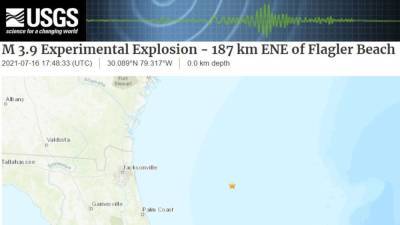 Lake Mary - USGS: Magnitude 3.9 'experimental explosion' reported near same site of Navy testing in June - fox29.com - Usa - state Florida