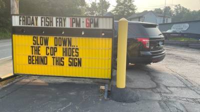 Pennsylvania deli uses sign to warn drivers of police hiding behind it - fox29.com - state Pennsylvania
