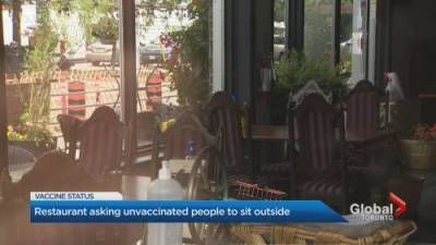 Catherine Macdonald - Toronto restaurant asking unvaccinated people to sit outside - globalnews.ca
