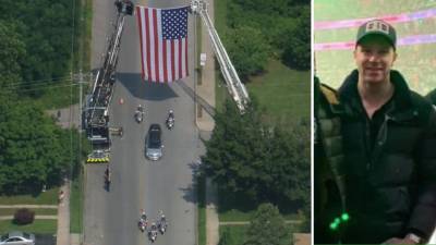 Sean Demuynck - Procession held for Montgomery County firefighter who died battling Fourth of July house fire - fox29.com - county Montgomery