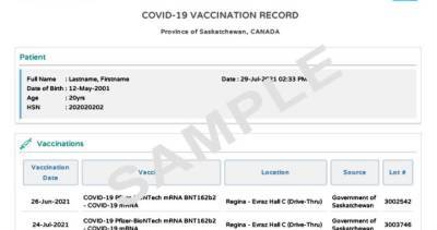 Paul Merriman - July Covid - Saskatchewan introduces new format for COVID-19 vaccination record - globalnews.ca - Canada
