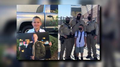 Las Vegas officers escort boy to school after his dad died of COVID-19 - fox29.com - city Las Vegas