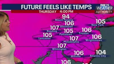Kathy Orr - Weather Authority: Dangerous heat remains in place Thursday - fox29.com - state Pennsylvania - state New Jersey - state Delaware