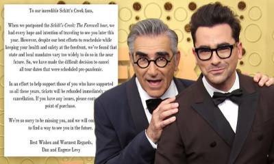 Dan and Eugene Levy announce cancellation of Schitt's Creek Farewell Tour due to COVID-19 surge - dailymail.co.uk - city Eugene, county Levy - county Levy