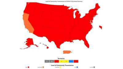 CDC COVID-19 transmission map of US is almost completely red - fox29.com - Usa