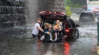 Family rescued from flooded car in Caln Township during heavy downpours - fox29.com - state Pennsylvania - county Chester