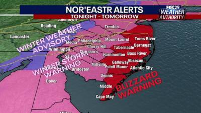 Williams - Winter Storm Watches, Warnings issued as coastal storm could bring heavy snow, strong winds - fox29.com - state Delaware