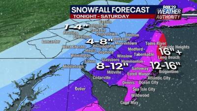 Phil Murphy - Williams - Snow Forecast: Nor'easter to bring several inches of snow to Delaware Valley Friday, Saturday - fox29.com - state New Jersey - state Delaware