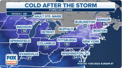 Bitter cold surges south in wake of powerful nor'easter - fox29.com - New York - state Florida - Canada - city Boston - state Vermont - city Pittsburgh - state New Hampshire - state Maine - city Bangor