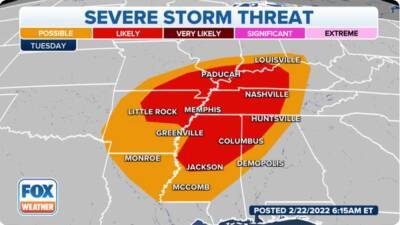 Tornado Watch issued as severe storms packing tornadoes, damaging winds, large hail threaten mid-South - fox29.com - state Illinois - state Tennessee - state Ohio - state Kentucky - state Texas - state Missouri - state Mississippi - state Arkansas - city Memphis - county Rock - state Alabama - city Jonesboro, state Arkansas - city Paducah, state Kentucky - city Little Rock