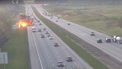 Fiery explosion caught on video after dump truck crashes into Ohio DOT vehicle - fox29.com - Los Angeles - state Ohio - county Summit