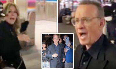 Tom Hanks - Rita Wilson - Elvis Presley - Forrest Gump - Dan Murphy - 'Back the f**k up' Tom Hanks rages at fan as wife is almost knocked over amid health fears - express.co.uk - Usa - city New York - Los Angeles - city Berlin - city Seattle - county York - Morocco