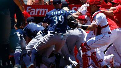 Anthony Rendon - Raisel Iglesias - Scott Servais - Jesse Winker, J.P. Crawford, Julio Rodriguez suspended by MLB after brawl with Angels - fox29.com - Los Angeles - state California - city Seattle - city Los Angeles - city Anaheim, state California
