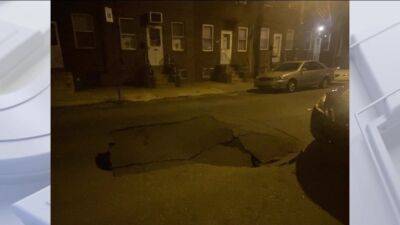 Massive sinkhole opens up in the middle of street in Port Richmond - fox29.com - city Richmond