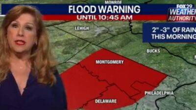 Sue Serio - Flash flood warning issued for parts of Philadelphia, suburbs amid heavy downpours all day - fox29.com - state Delaware - county Chester