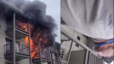 Watch: Oregon grandfather rescues woman from burning hotel during morning run - fox29.com - state Oregon - city Eugene, state Oregon