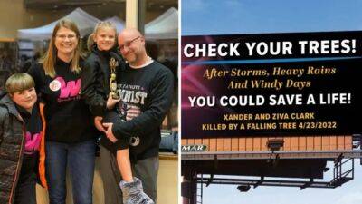After their two kids died in a falling tree accident, parents rent billboard 'to save another life' - fox29.com - India - state Indiana