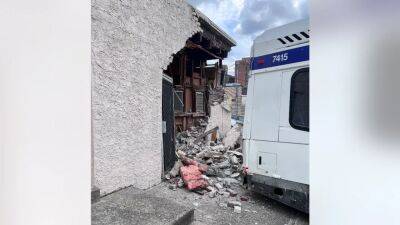 Video: No injuries after SEPTA bus rolls into a Logan building, scattering debris - fox29.com - city Philadelphia