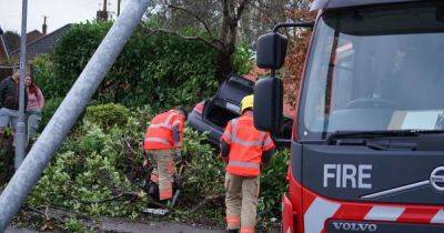 Emergency services descend on main road after car ploughed into hedge - manchestereveningnews.co.uk - county Lane - city Manchester
