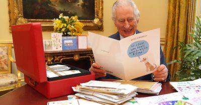 Royal Family - Charles - Charles Iii - King Charles giggles as he reacts to well-wishers' cards following cancer diagnosis - ok.co.uk - Belgium - county Buckingham
