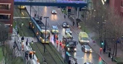 Emergency services seen swarming Salford Quays after person is hit by tram - manchestereveningnews.co.uk - city Manchester - city Media
