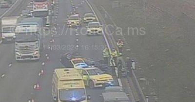 M6 blocked by emergency services after car flips - manchestereveningnews.co.uk