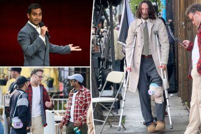 Seth Rogen - Keanu Reeves - Keke Palmer - Aziz Ansari reveals why Keanu Reeves was hobbling on crutches while filming ‘Good Fortune’ - nypost.com - city Las Vegas - county Hill - city Hollywood, county Hill